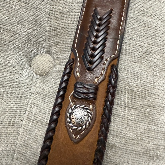 Nocona Brown Leather Belt with Silver Accents - Picture 7 of 10